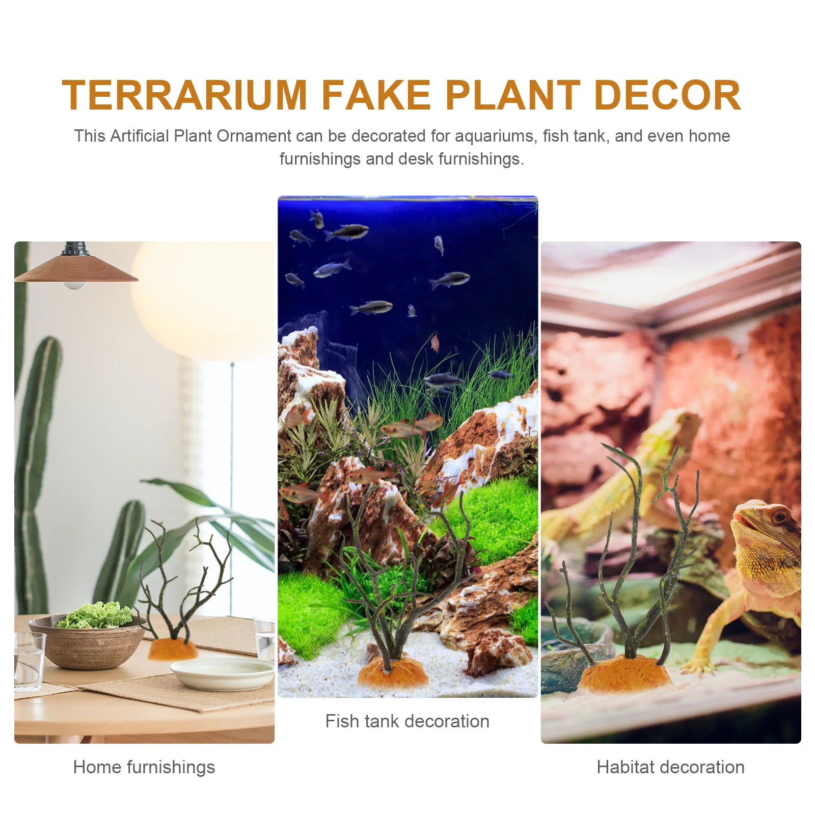 

Reptile Tank Decor Artificial Plant Plastic Stable Terrarium Ornament Fake Green Grass Plant Reptile Habitat Fish Tank Decor