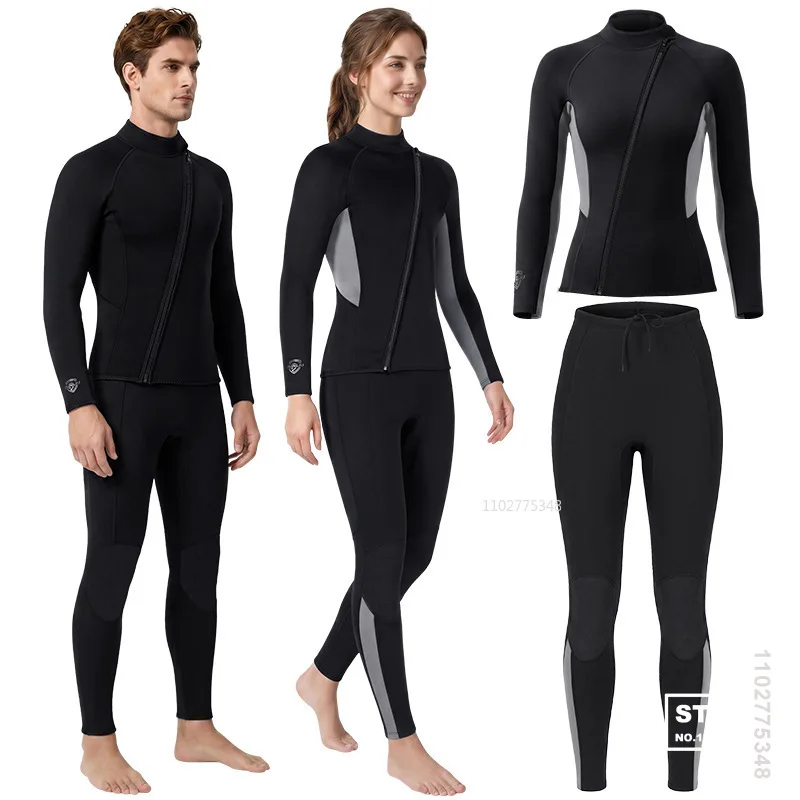 2mm Neoprene Wetsuit Man Women Breathable Diving Suit High Elasticity Premium Pant Top Wetsuit Snorkeling Scuba Diving Suit