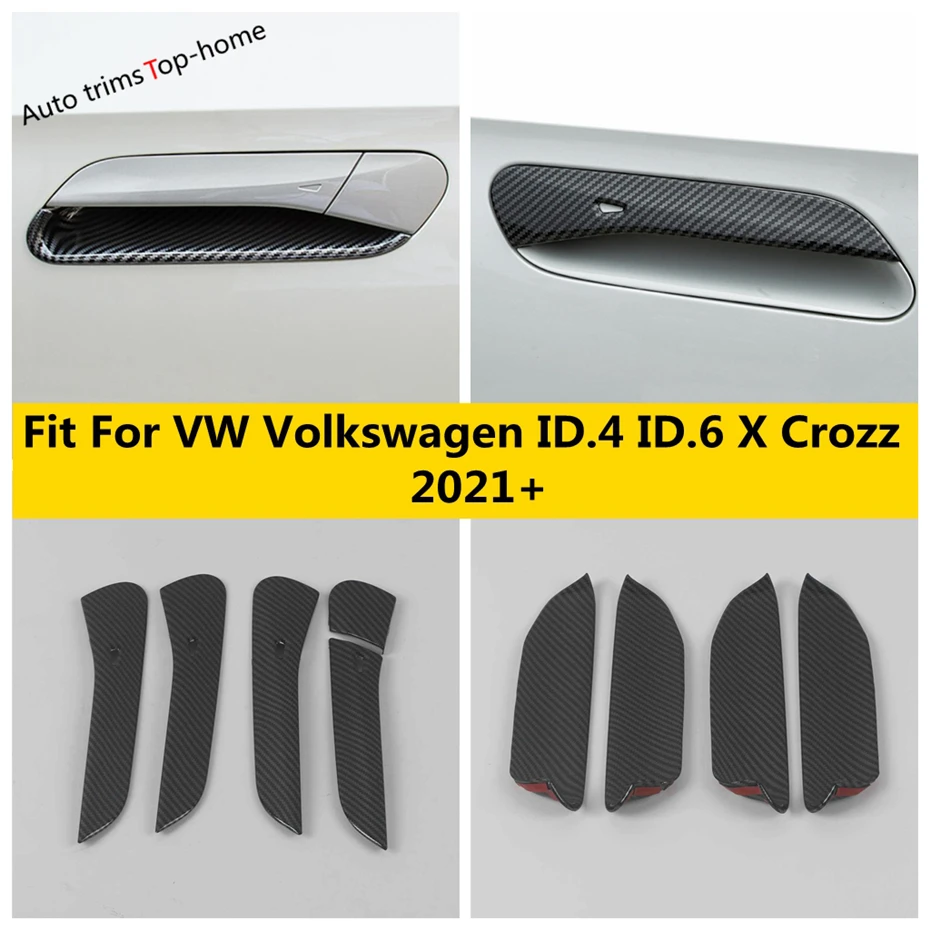 Outside Door Handle Bowl Protector Decoration Frame Cover Trim Car Accessories Fit For VW Volkswagen ID.4 6 X Crozz  2021 - 2023