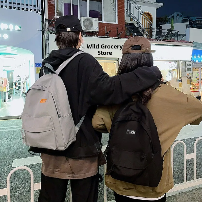 Modern Neutral Style Canvas Backpack Simple Trendy Student Bookbag 2026 New Fashion Shoulder Bag Fitness Vertical Square Shape