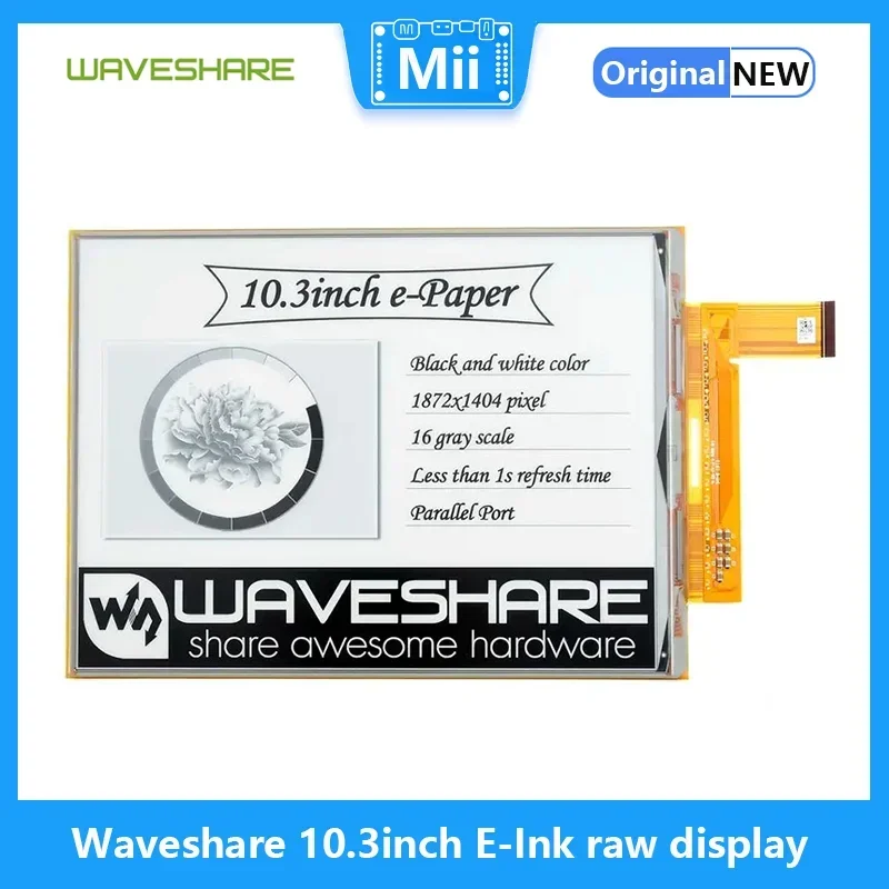 Waveshare 10.3inch flexible E-Ink raw display, ,supports partial refresh parallel port, without PCB,1872*1404 resolution