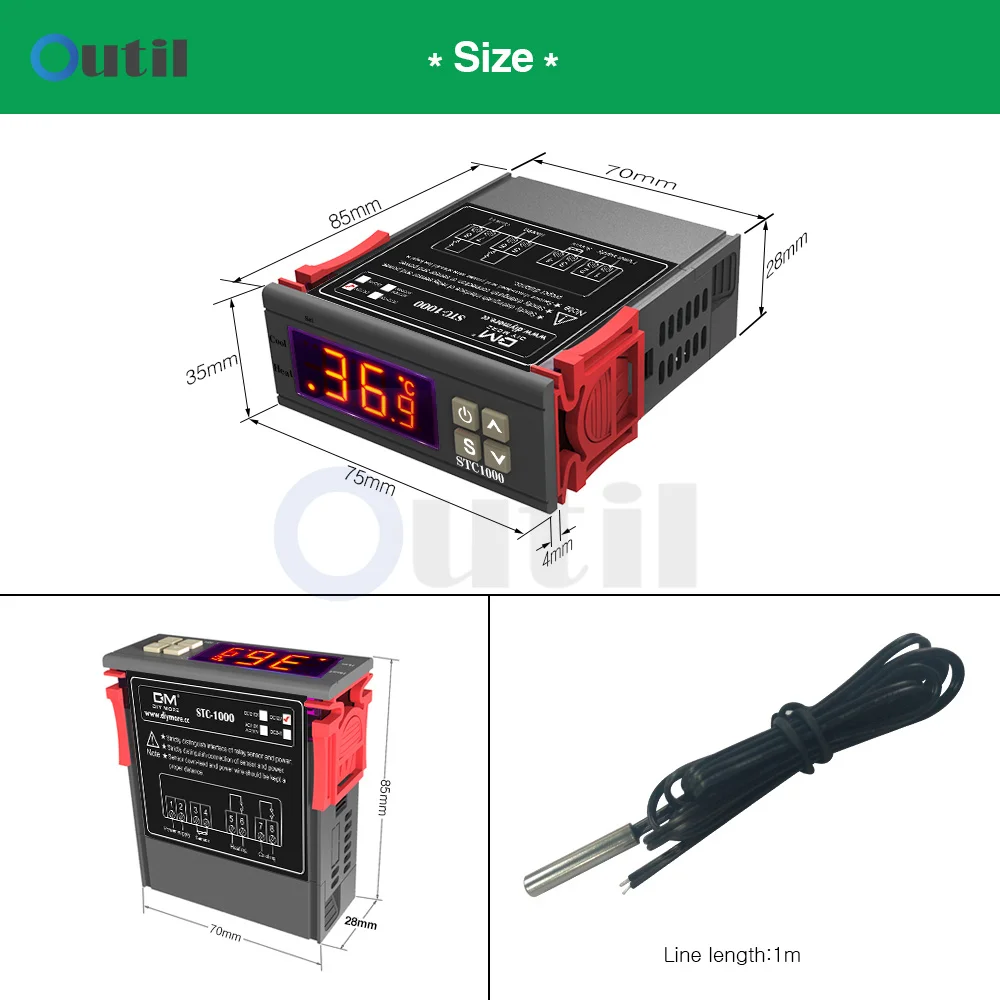 STC-1000 DC regolatore di temperatura 12V doppio regolatore di temperatura digitale due uscite relè termoregolatore NTC riscaldamento raffreddamento