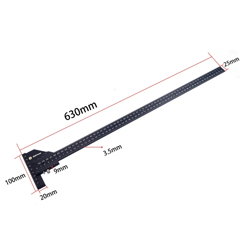 CRTOL Multi Woodworking Sliding Gauge T-type 600m Aluminum Alloy T Square Ruler for Line Marking Measurement High-precision