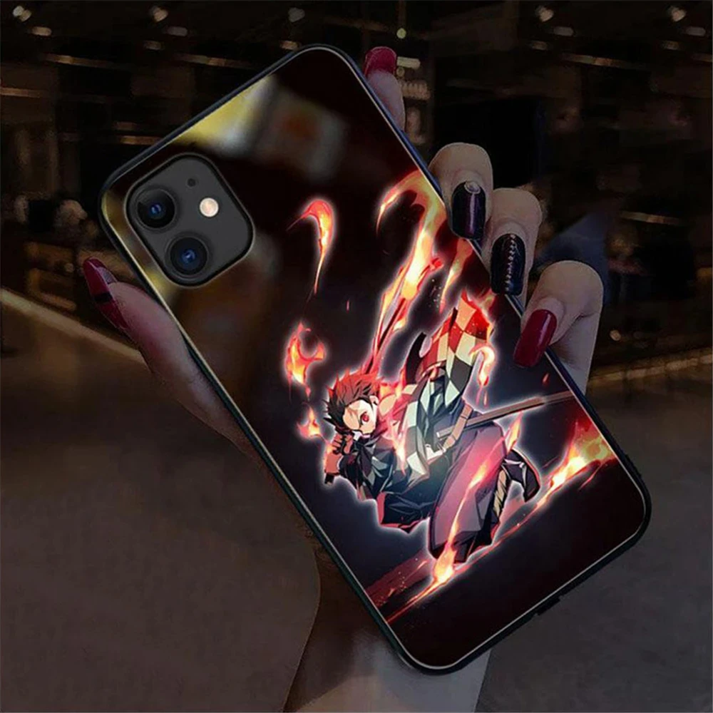 

Luminous Sound Music Control Phone Case For iPhone 12 13 14 15 Pro Max 6 7 8 Plus X XR XS Call Glowing LED Light Up Glass Cover