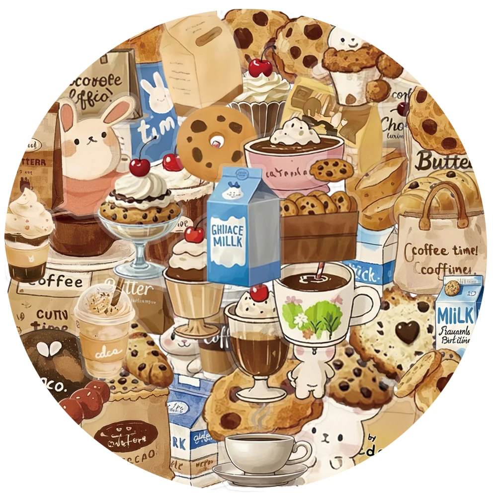 10/30/50 stücke Transparent Kaffee Zeit Aufkleber Ästhetischen INS Stil Cartoon Aufkleber DIY Schreibwaren Telefon Retro Dekoration Aufkleber