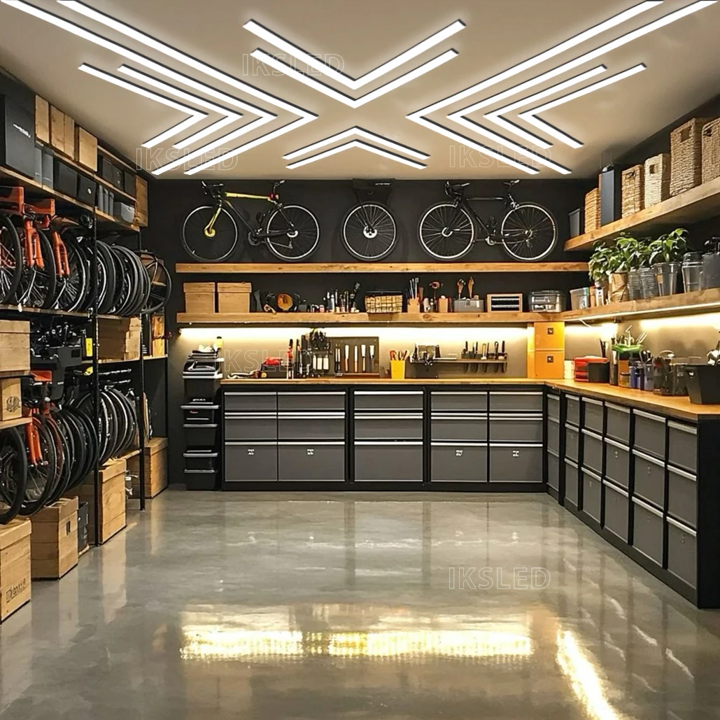 자동차 조명 육각형 허니콤 LED 이발소 작업장 체육관 천장 조명 차고 조명 튜브 조명 자동차 맞춤 제작