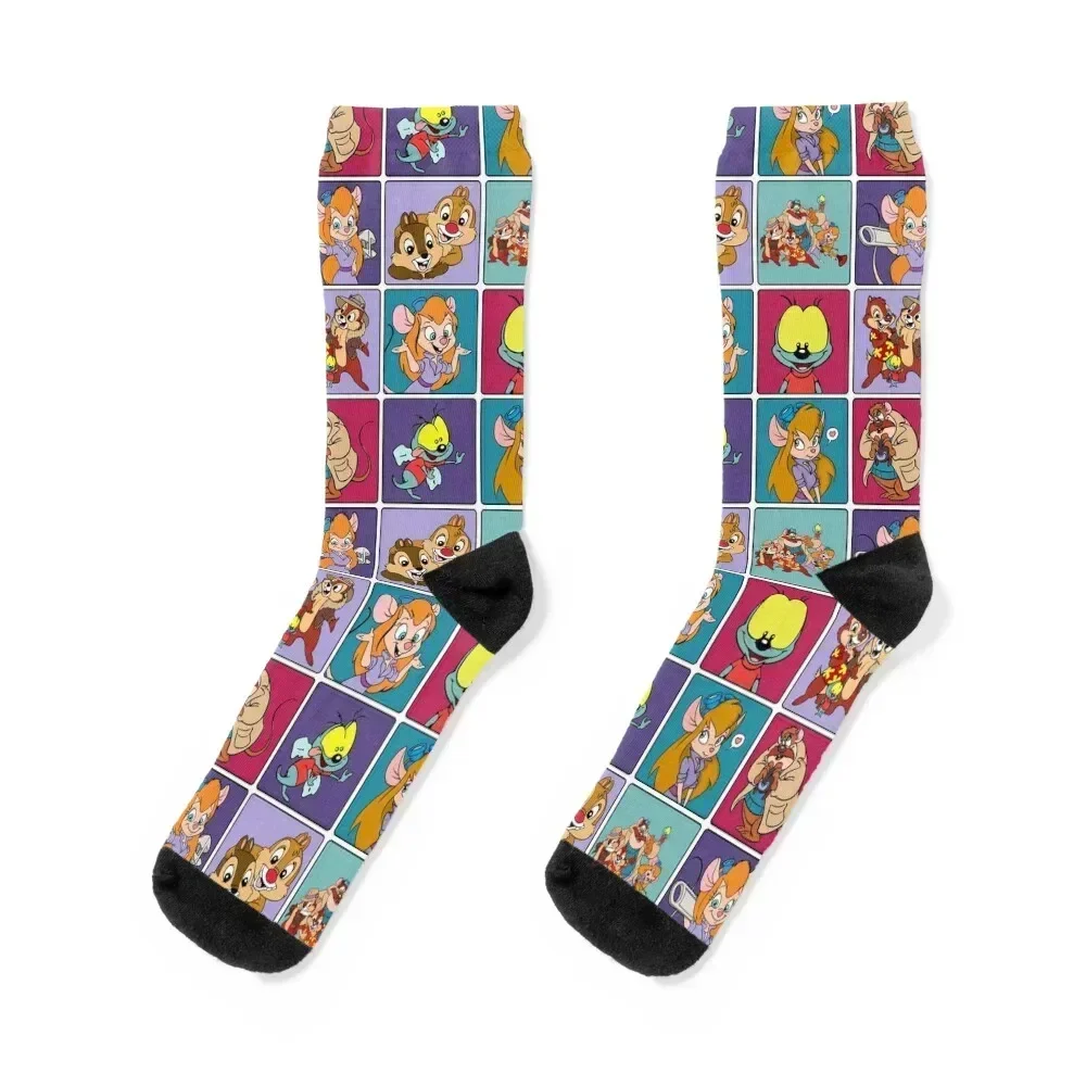 

Rescue Rangers squares Socks compression Non-slip warm winter crazy Men Socks Women's floor cute anti-slip Socks For Women Men's