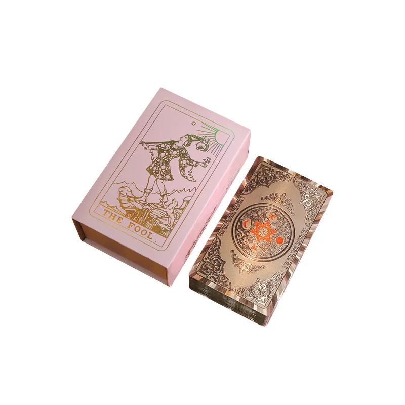 Golden Foil Tarot Rose Golden Tarot Plastic Waterproof Tarot Tape Instruction Manual Board Game Card for Adult Party Gift Girl