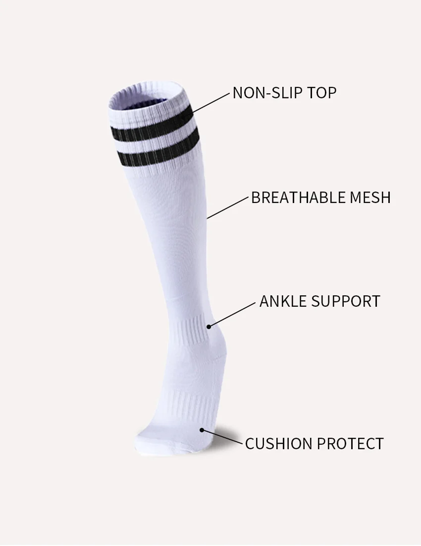 White Black Stripes Football Soccer Socks For Men Teenages Kids Boys Over the Calf Baseball Rugby Athletic Socks Women Girls