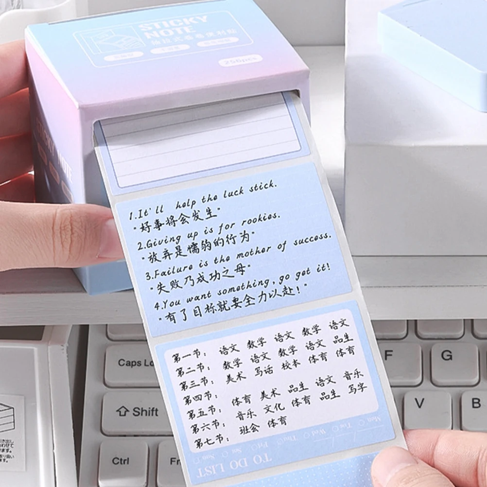 

4pcs Tearable Colorful Memo Pads Full Adhesive Self-Stick Notes Office Use Pads With Dispenser Pull-Out