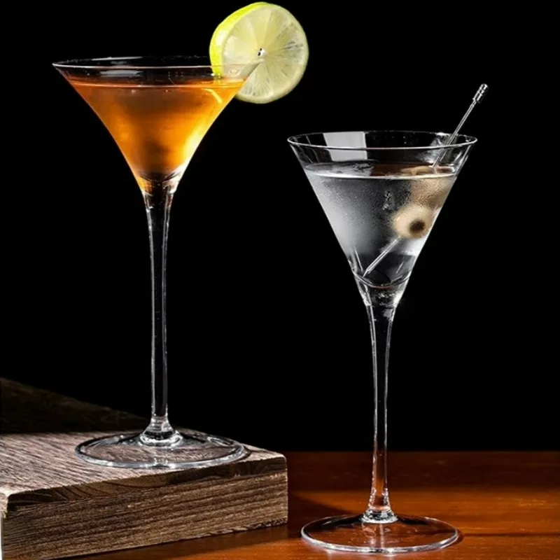 Thin Martini Glass Cup,Trumpet Glass Goblet, Champagne Bubble Glasses Cup, Classic Triangular Cocktail Glasses Cups, Bar Tools
