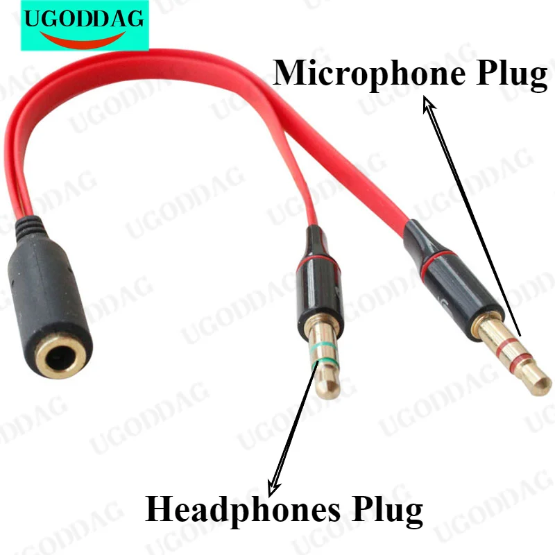 3.5mm TRRS Adapter 2 Male 1 Female Mini 3.5mm Jack 4 Pin Splitter Stereo Audio Microphone Flat Cable Socket To 2 3pin Connector