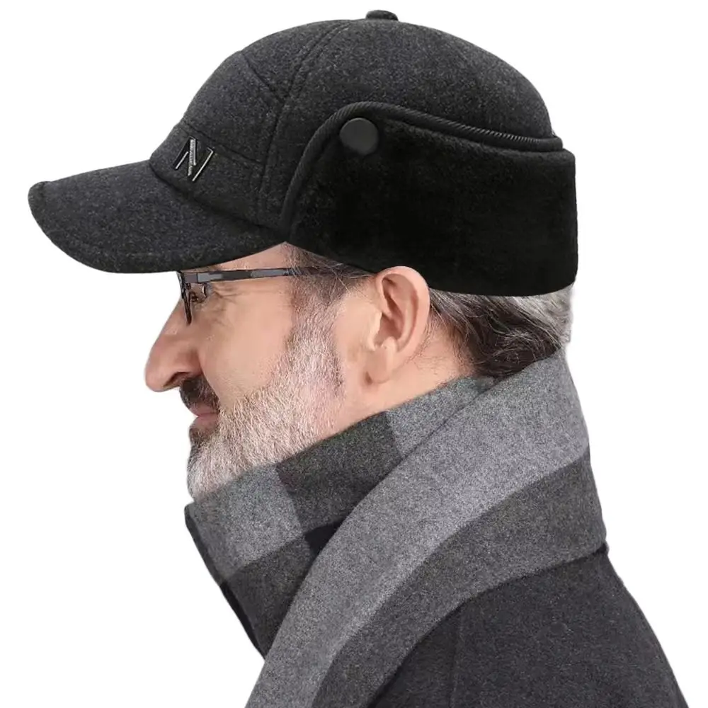 Outdoor Ear Protection Winter Hat Windproof Thick Earmuffs Hat Casual Warm Baseball Cap for Men