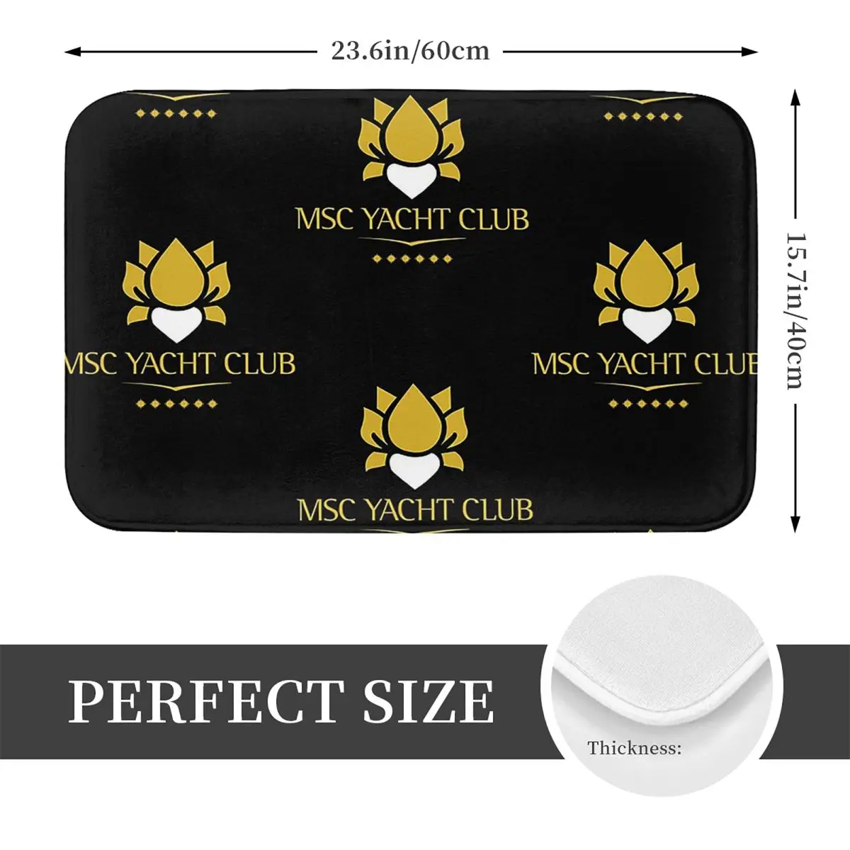 MSC Yacht Club Logo Design Cap Doormat Kitchen Entrance Home Floor Mat Non-slip Carpet Rug for Bathroom Footpad Mats