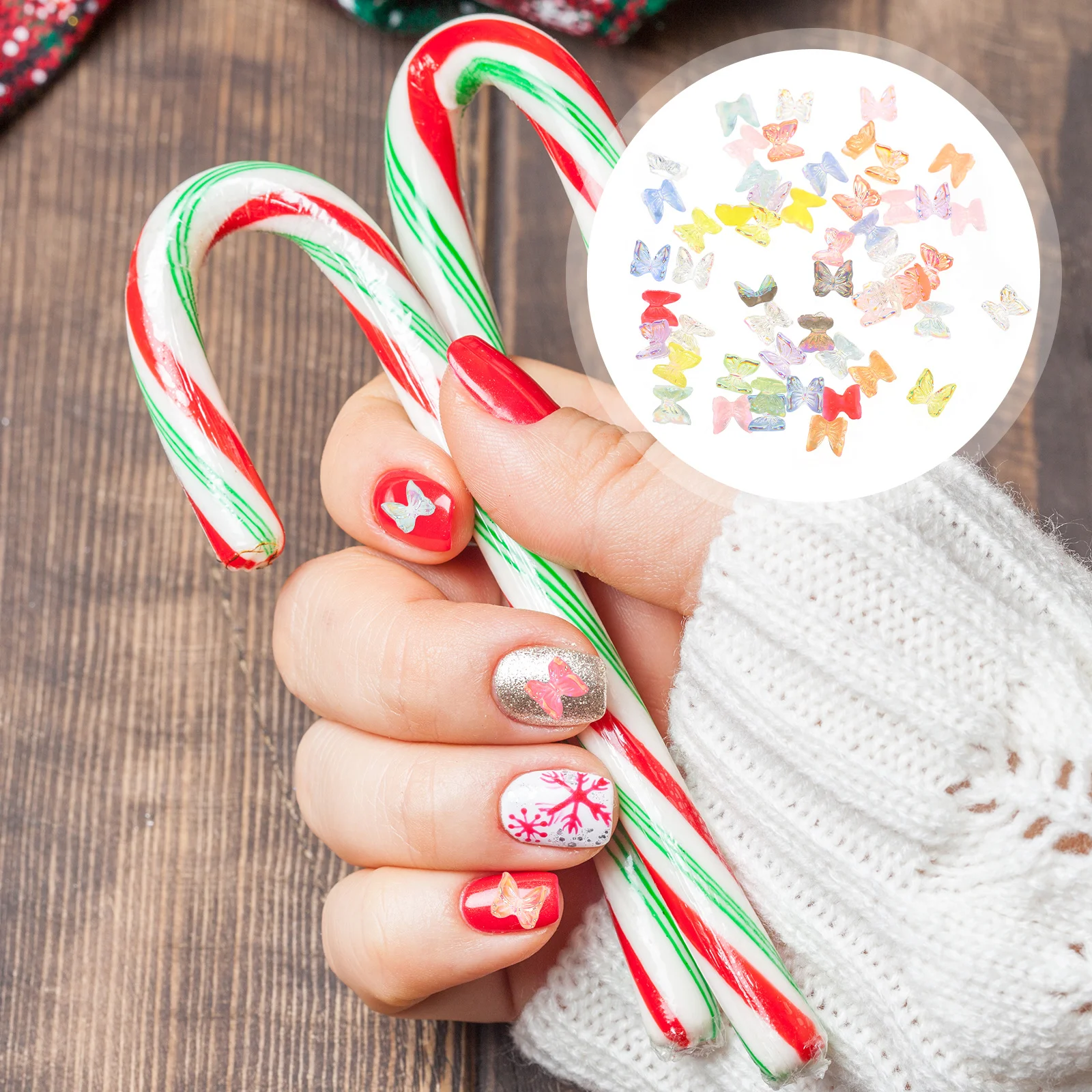 

100Pcs Butterfly Bow Nail Art Decorations Charming Nail Charms for Nails Mobile Cases Cards Salon Accessories Supplies