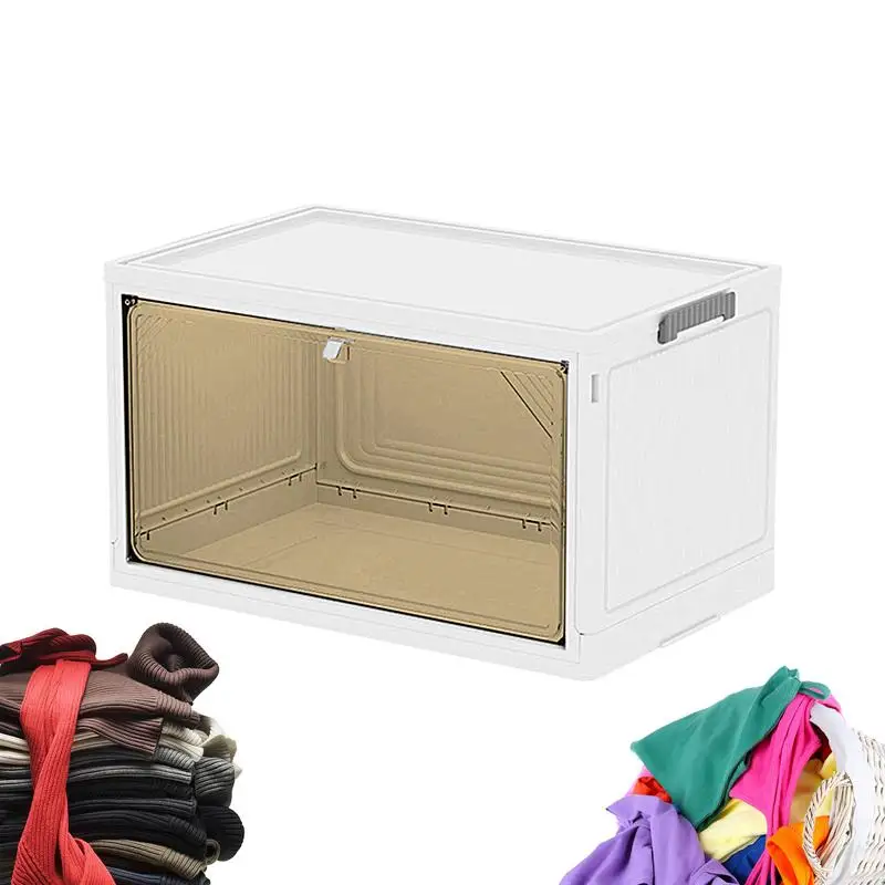 Stackable Closet Organizer Folding Storage Large Capacity Books Box Transparent Snack Toy Bin Clothes Organizer Home Accessories