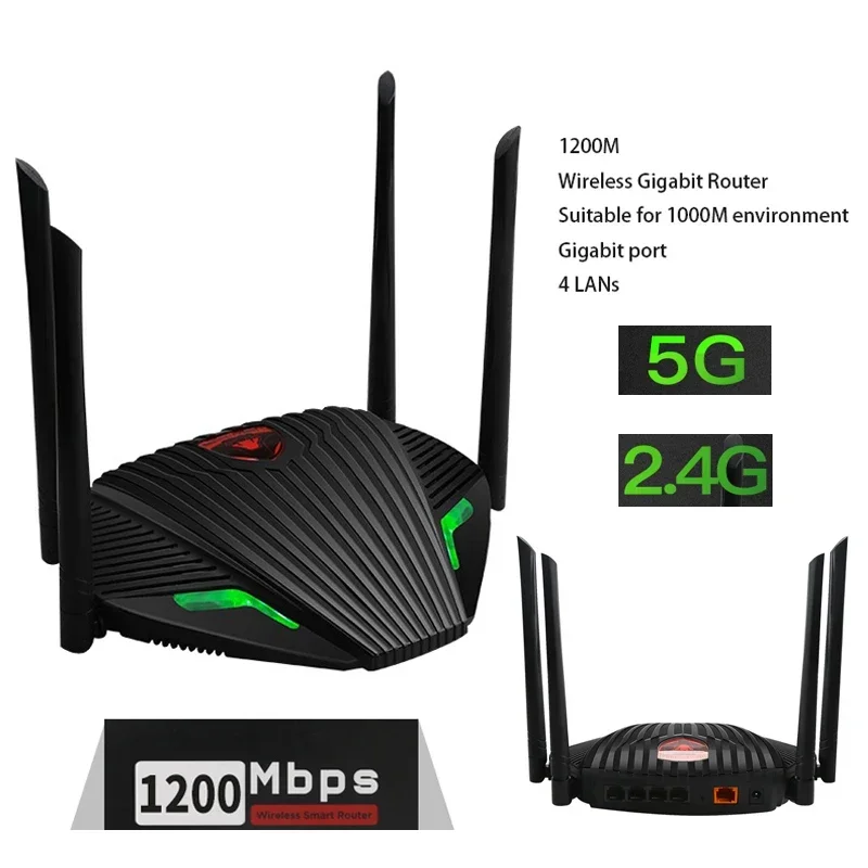 

Dual Band Gigabit WiFi Amplifier 1200M Wireless Router with External Antenna 2.4G 5G Wifi Signal Booster Wi-Fi Range Extender