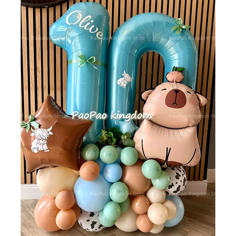 Cartoon Capybara Thema Ballon Set Tier Kinder Geburtstag Party Dekore Karamell Folie Anzahl Baby Dusche Globos Geschenk Spielzeug