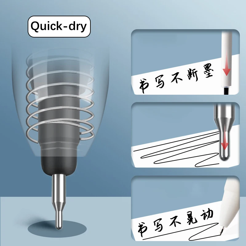 10pcs ปากกาเจลเติม CS TIP Quick-DRY GEL ปากกาลายเซ็นปากกาปากกาลูกลื่น 0.5 มม.สีดํา/สีแดงเติมโรงเรียนศึกษาเครื่องเขียน