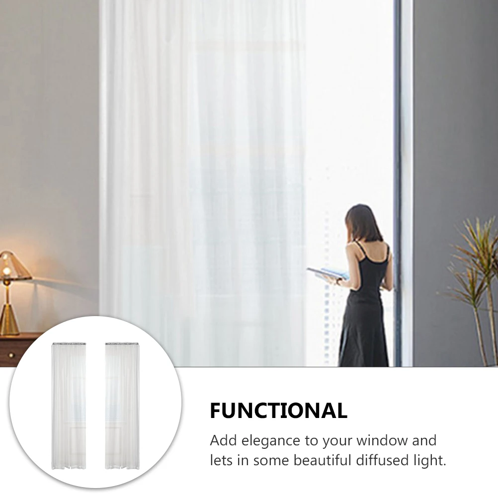 

2Pcs Sheer Curtains Gauze Window Curtains Light Filtering Window Drapes Bedroom Living Room