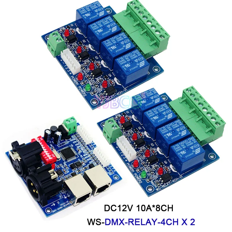 Decodificador de canales DMX 512, relé RGBW, interruptor de control dmx XRL RJ45 para luces de lámpara Led, 3, 4, 6, 8, 12 y 16 canales