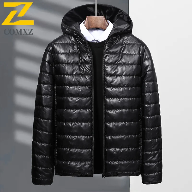 Hooded Padding Coat Men New Winter 2025 Trendy Solid Color Fashion Casual Warm Coat Outdoors Camping Snow Thickened Parka
