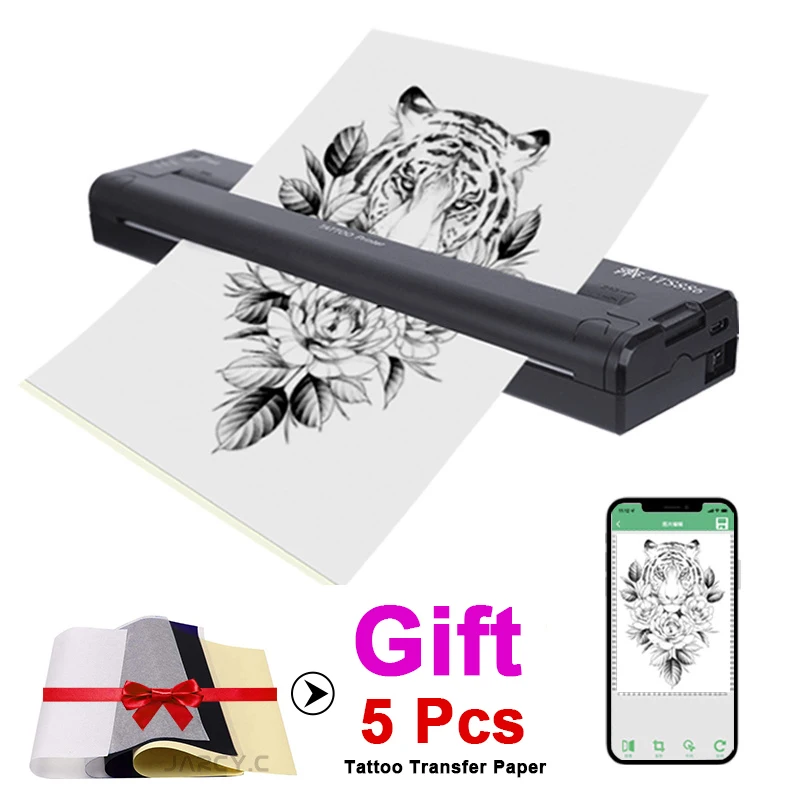 

Portable Tattoo Thermal Printer Wireless Bluetooth Stencil Printer for Phone Laptop Compact Inkless Printer for Tattoo Artists