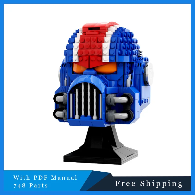 

Космическая серия MOC 748 шт., боевой шлем из фильма «Звездная битва», детский образовательный набор модульных моделей «сделай сам», подарок на день рождения