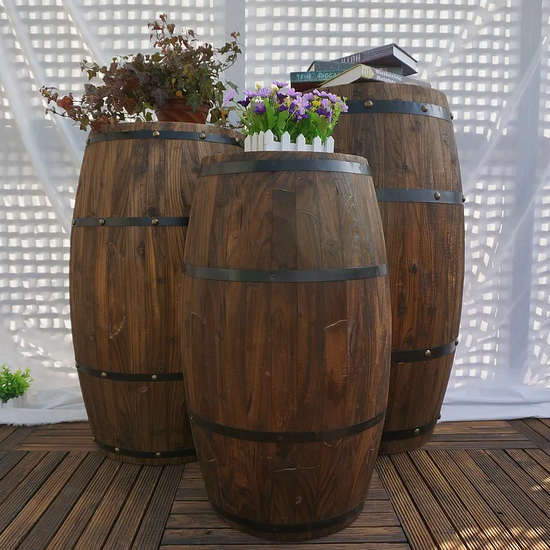 Oak wine barrel decoration wooden beer wine barrel bar solid wood wine barrel ornament exhibition wedding props decoration