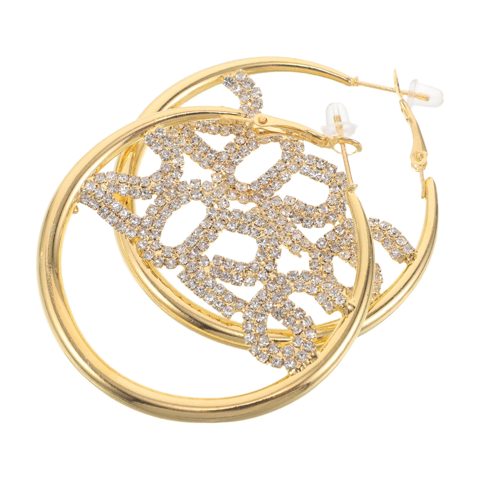 

1 Pair Rhinestone Big Hoop Earrings 2026 New Year Statement Jewelry Holiday Dance Party Accessories Women Fashion