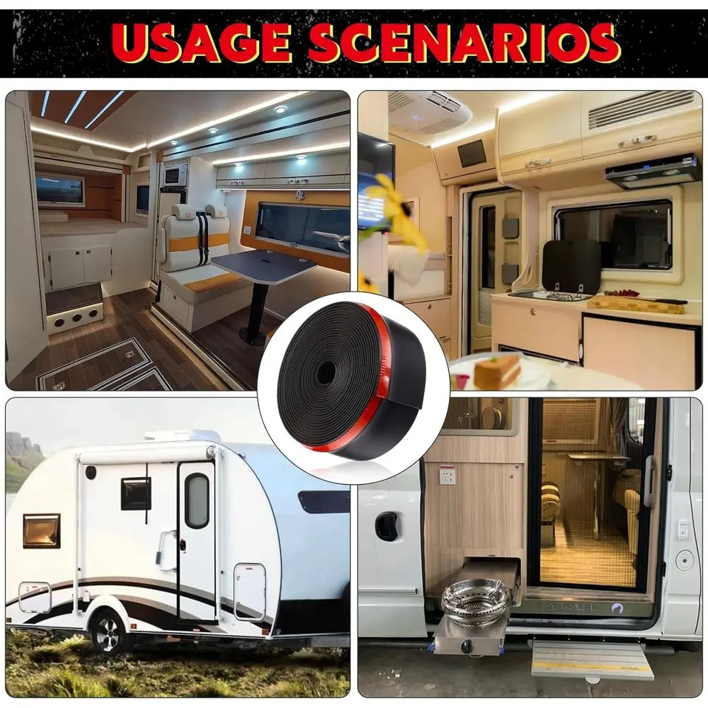 المطاط RV الشريحة خارج الختم الطقس تجريد ممسحة الأختام مع شريط لاصق شاحنة سوداء تجريد العربة المطاط الشريحة خارج الختم ل
