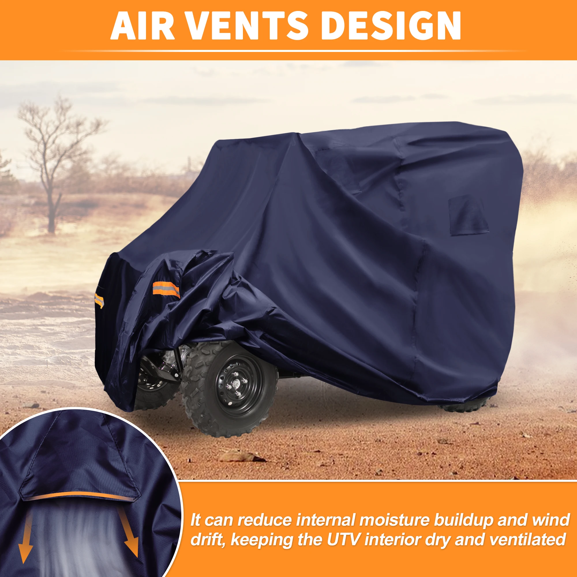 غطاء UXCELL مقاوم للماء UTV يغطي جنبًا إلى جنب لهوندا بايونير 1000-5 أزرق داكن