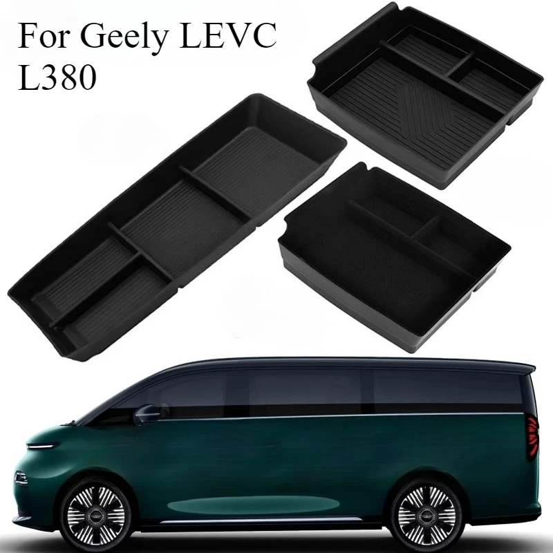 Bandeja organizadora para consola central Geely LEVC L380 y conjunto de caja de almacenamiento inferior, guantera con reposabrazos antideslizante, cabina de inserción