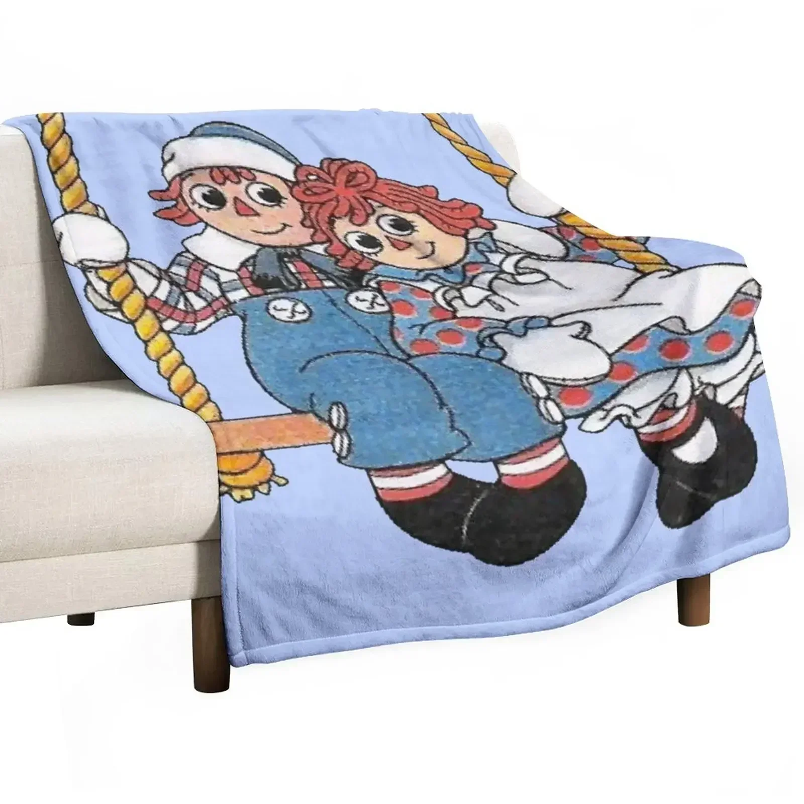 

Raggedy ann and andy on a swing Throw Blanket decorative Furrys Bed warm for winter Blankets