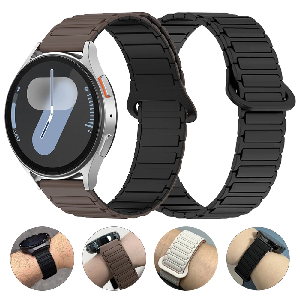 22 مللي متر 20 مللي متر حزام السيليكون المغناطيسي لساعة سامسونج جالاكسي 7 6 5 4 40 مللي متر 44 مللي متر 5Pro 45 مللي متر جير S3 6 4 الكلاسيكية استبدال سوار لينة