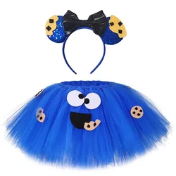 Cookie Monster Tutu Skirt Outfit for Girls Christmas Halloween Dress Up Costumes for Toddler Fluffy Ballet Tutus Set 1-14T