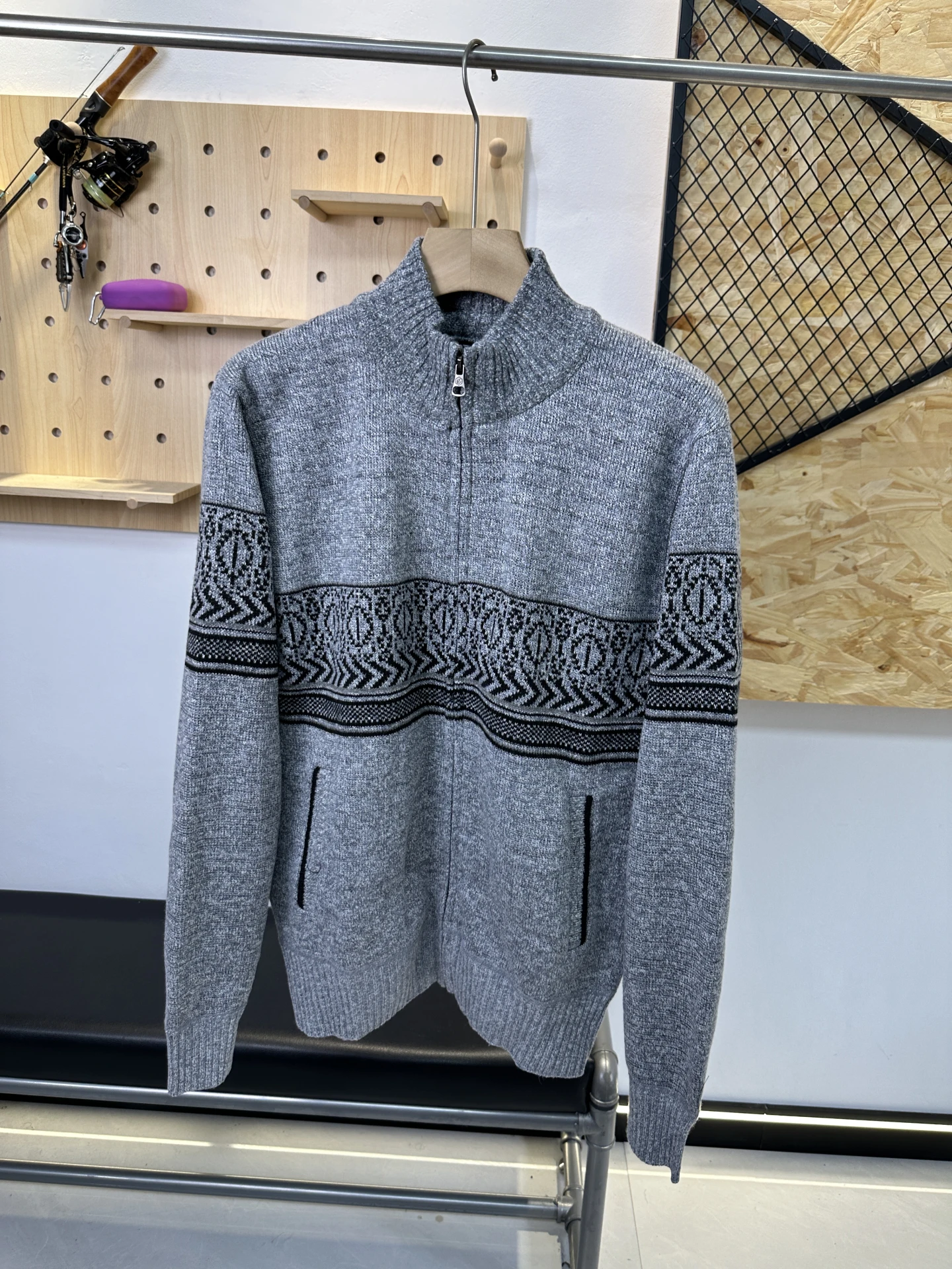 

Trendy Men's Knitted Sweater High Collar Fce Lined Loose Fit Autumn Winter Ethnic Sle Zipper Closure Long Sve Coat