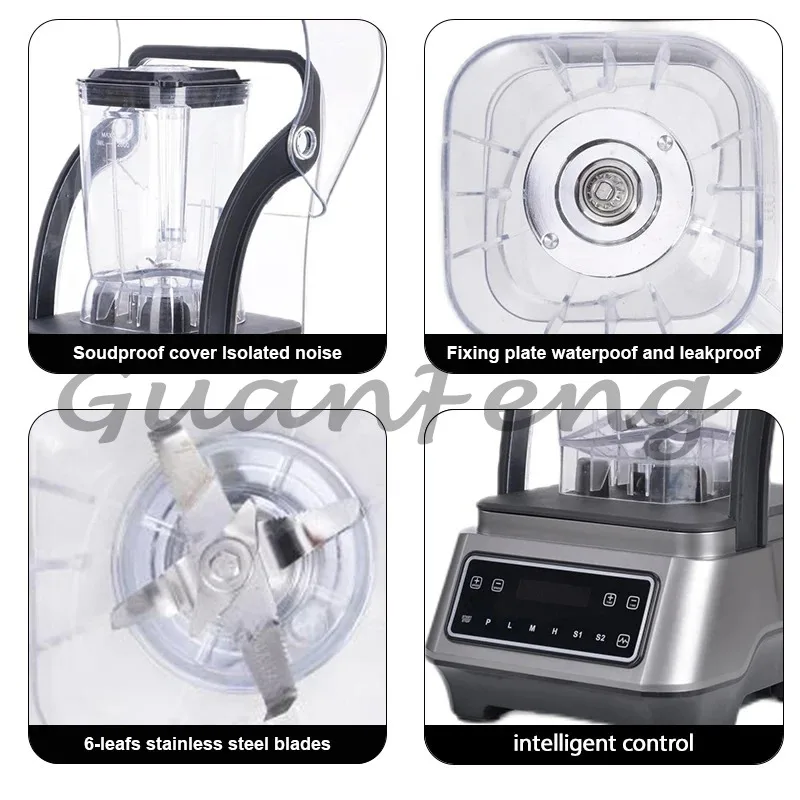 High Performance Low Noise Quiet Smoothie and Mixer Electric Ice Crusher Juice Maker Commercial Blender Machine