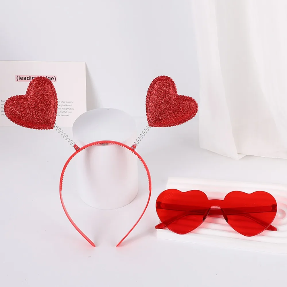 

Red Peach Heart Red Love Headband Headband Confetti Hair Hoop Valentines Day Headdress Glasses Red Love Heart Shaped Headband