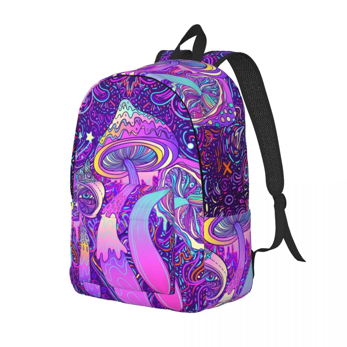 Psychedelic Mushroom Trippy Backpack Elementary High College School Student Shrooms Book Bags Teens Canvas Daypack Sports