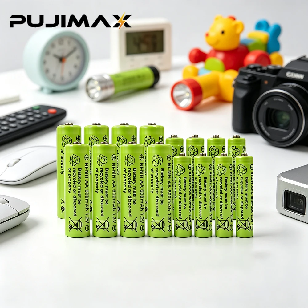PUJIMAX 600mAh 1.2V AA Rechargeable Batteries 400mAh AAA Battery NI-MH AA AAA Rechargeable Battery for Camera Toy Clock Mice