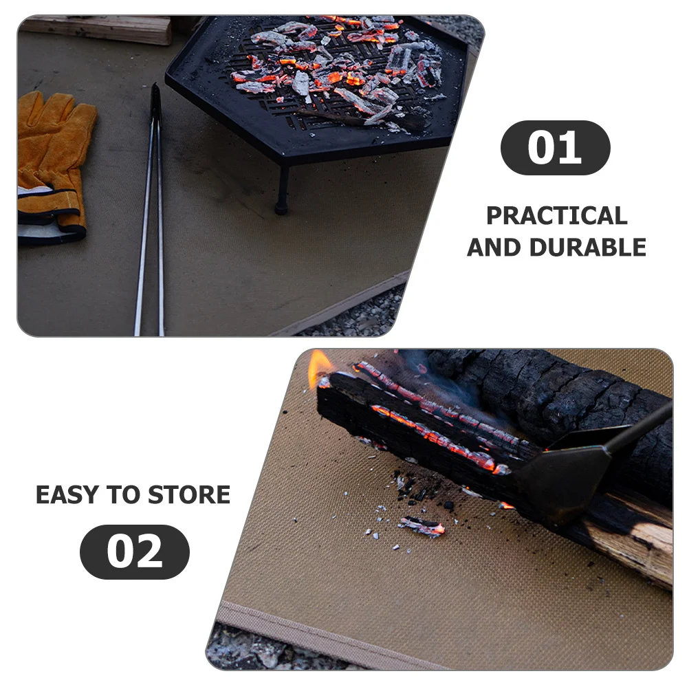 

1 set Fireproof Blanket Flame Retardant Mat For Outdoor Camping Fire Pit Portable Fiberglass Blanket For Fireplace Stove