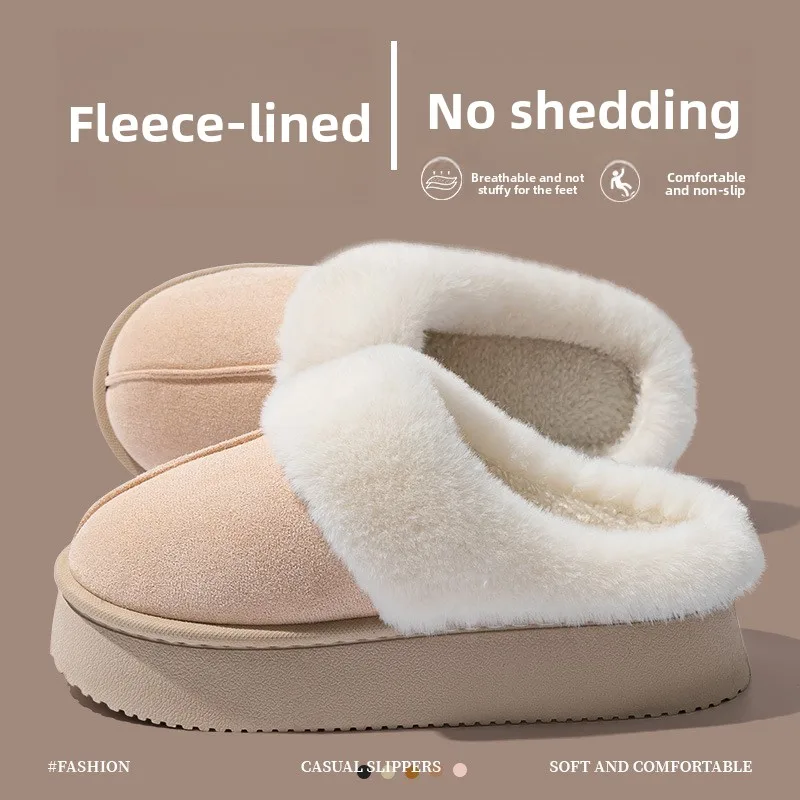 2026 Winter Warme Flache Fell-Hausschuhe für Damen, Kunstwildleder Flauschige Pelzige Hausschuhe, Bequeme Rutschfeste Innen-Boden-Baumwollschuhe – Detail 15