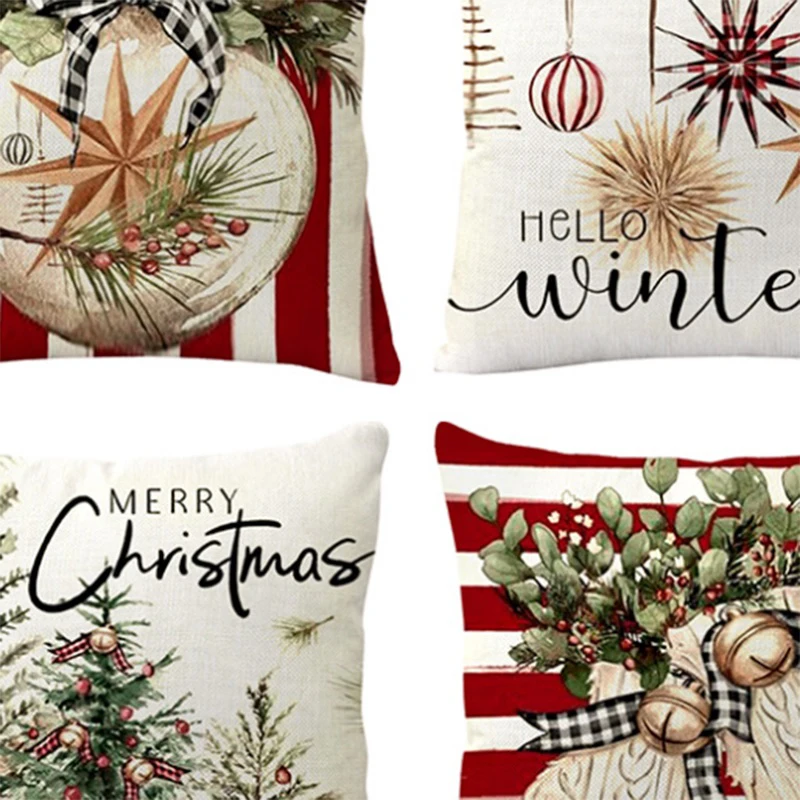 Christmas Pillow Covers Farmhouse Star Glove Tree Pattern Cushion Covers Pillow Cases for Sofa, Couch, Bed