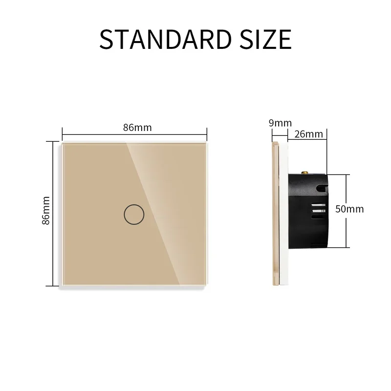 Bingoelec Gold Touch Switch and Electrical Sockets Wifi Switch with Socket with Crystal Glass Panel Home Improvement