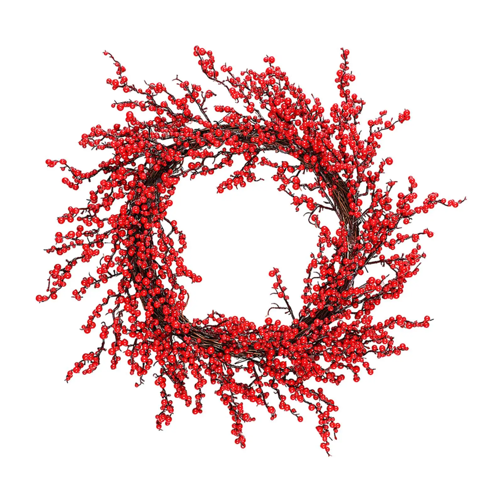 Christmas Wreath Decorated with Red Berries Garland Front Door Wreath Xmas Decor