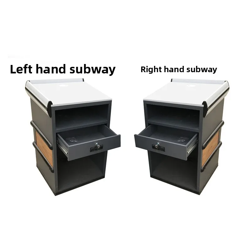 custom.Wooden Style Supermarket and Liquor Cabinet Cash Register Combination Detachable Cashier Counter with Glass Displ