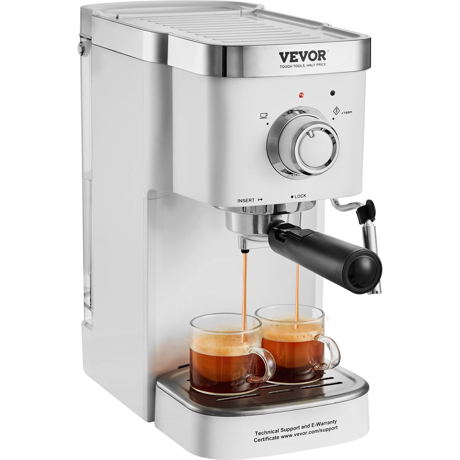 VEVOR Espresso Coffee Machine,15Bar Semi-Automatic Espresso Maker w/Milk Frother Steam Wand,Professional Cappuccino Latte Maker