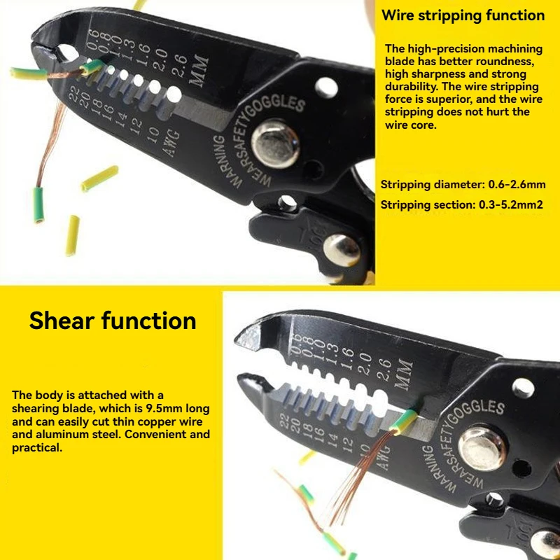 0,6–2,6 mm multifunktionale Abisolierzange zum Kabelschneiden, Crimpklemmen, Zangen, C-RV, professionelle Handwerkzeuge für Elektriker – Detail 2