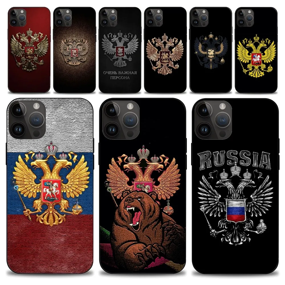 Russia Russian Flags Poccnr Emblem Phone Case iphone15 14 13 12 11 Pro Max Mini X 7 8 Soft Case